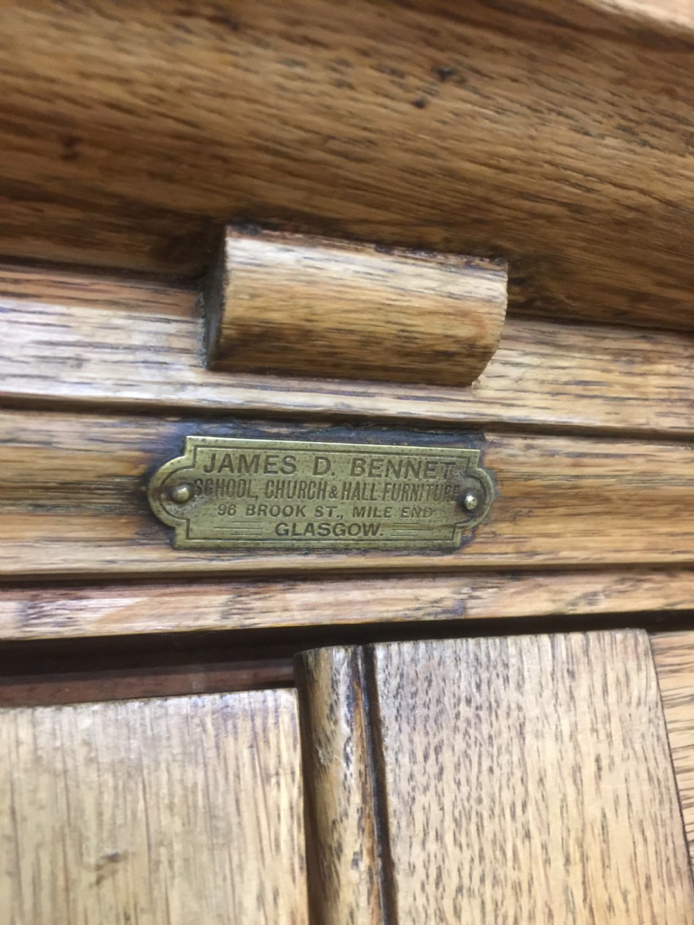 Nineteenth century golden oak museum cabinet by Bennet of Glasgow  View VIII