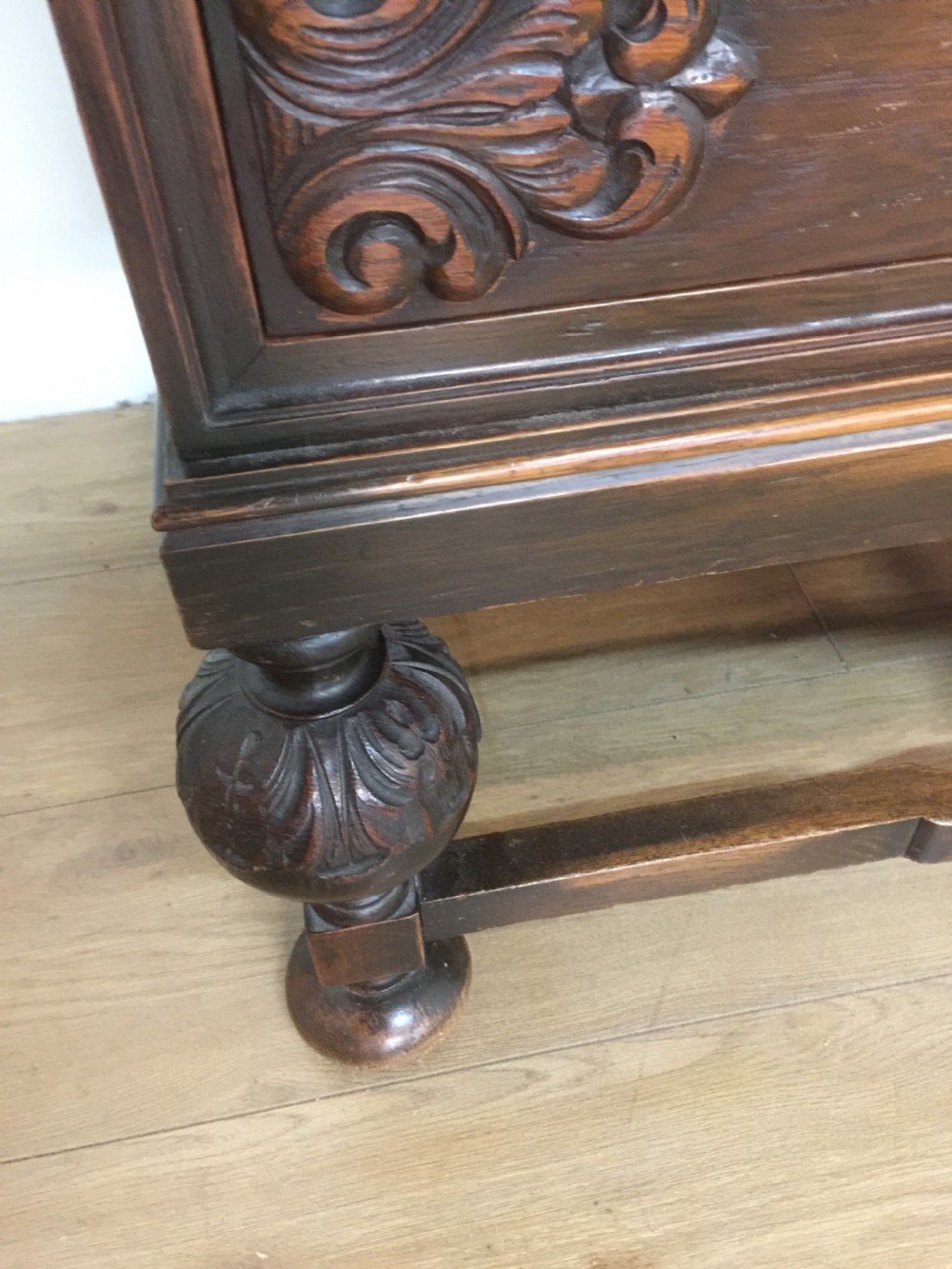 Late nineteenth century Jacobean style three height chest of drawers  View IX