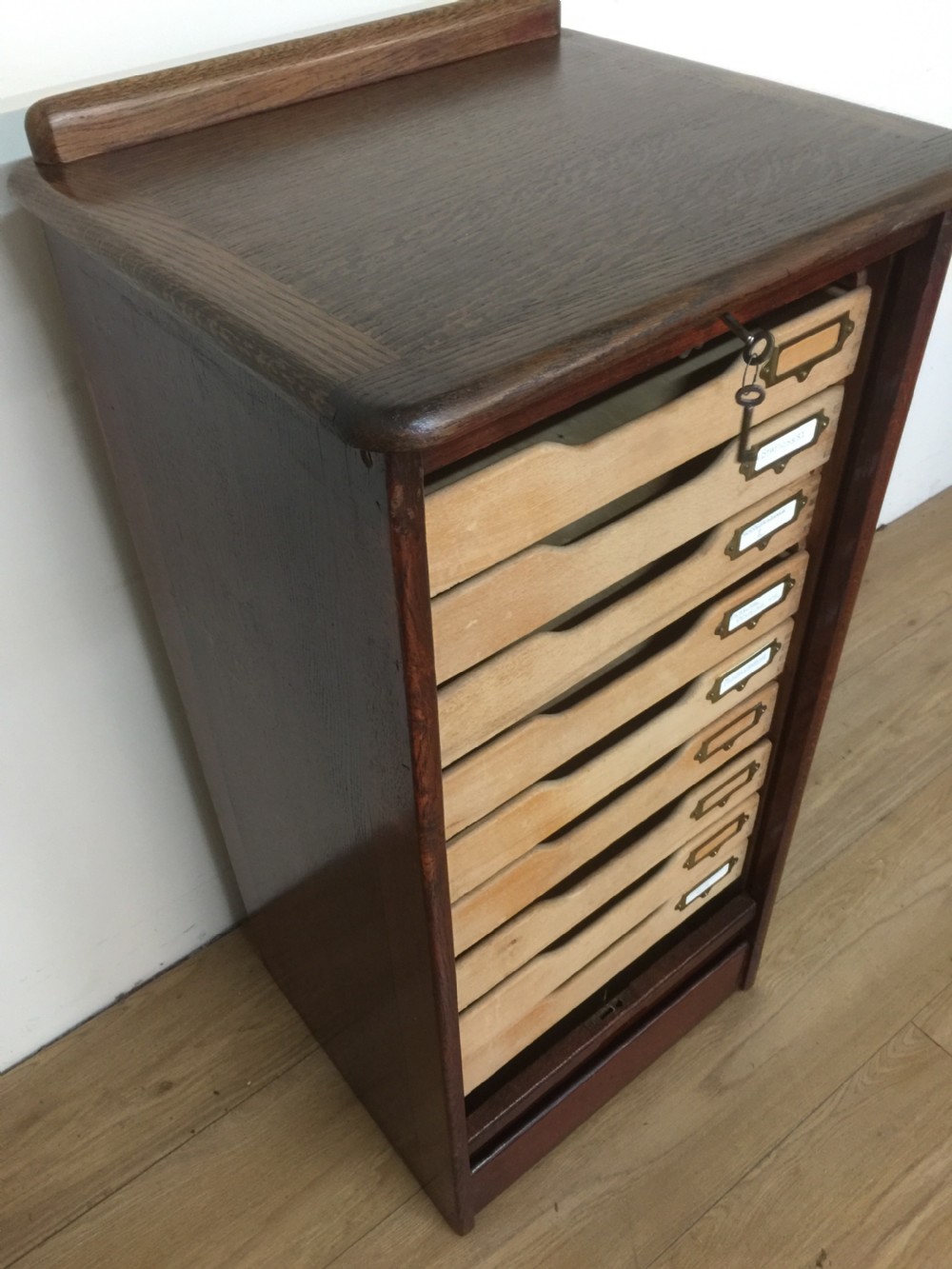 Oak tambour fronted filing drawers  circa 1920 View VI