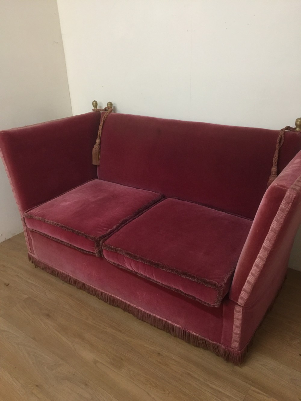 Knole Sofa in pink velvet circa 1920