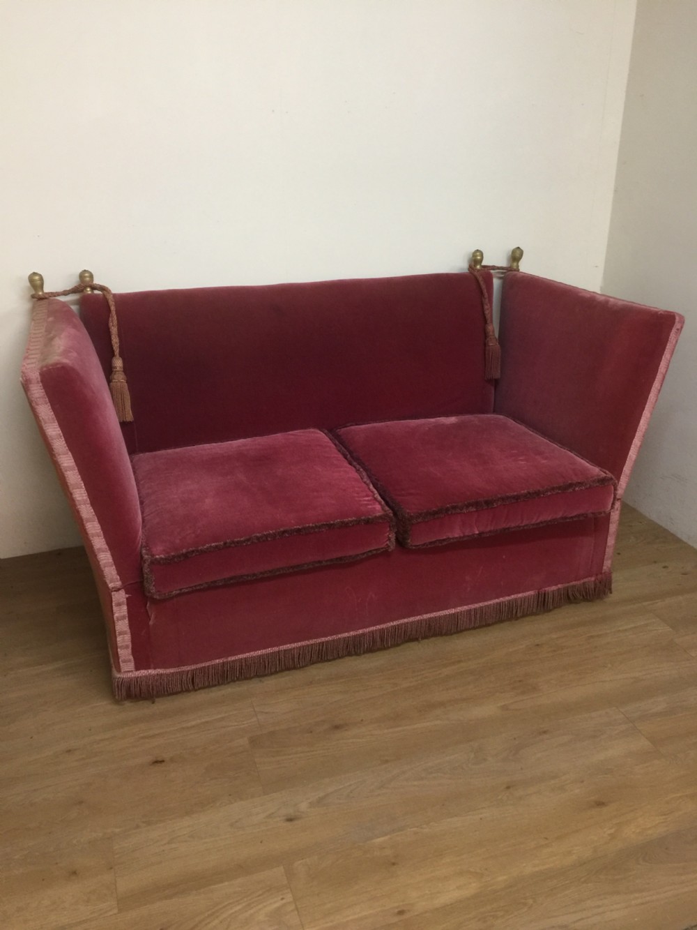 Knole Sofa in pink velvet circa 1920 View II