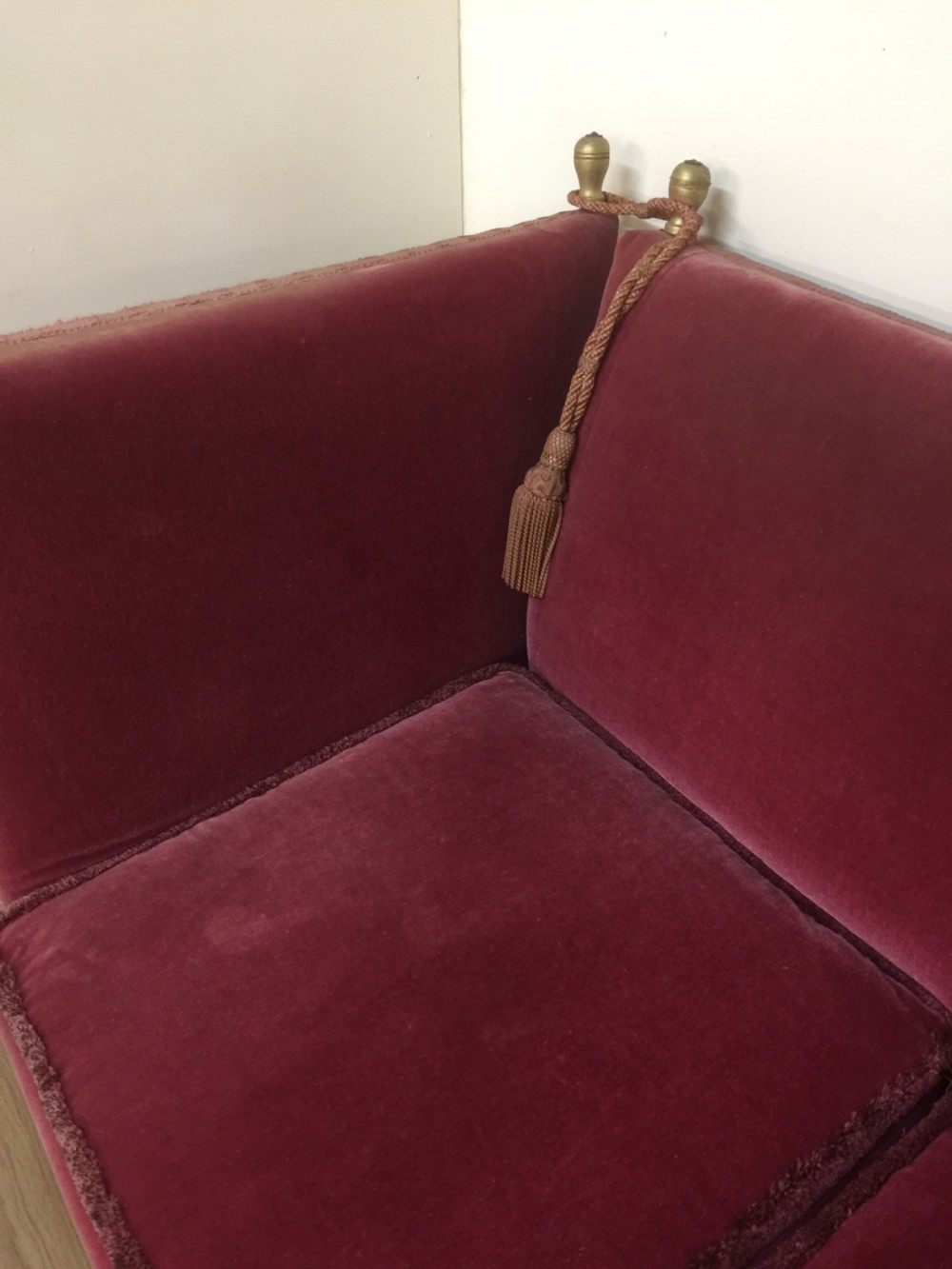 Knole Sofa in pink velvet circa 1920 View IV