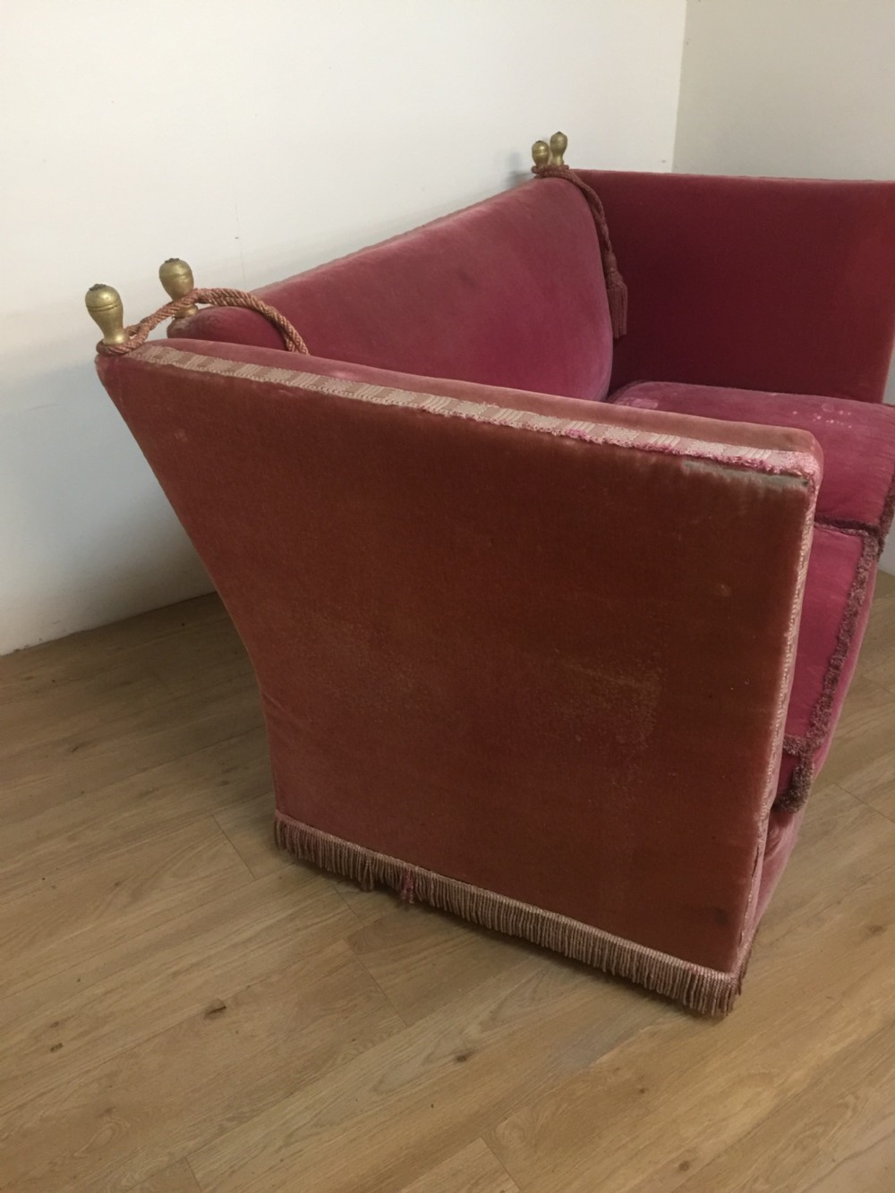 Knole Sofa in pink velvet circa 1920 View IX