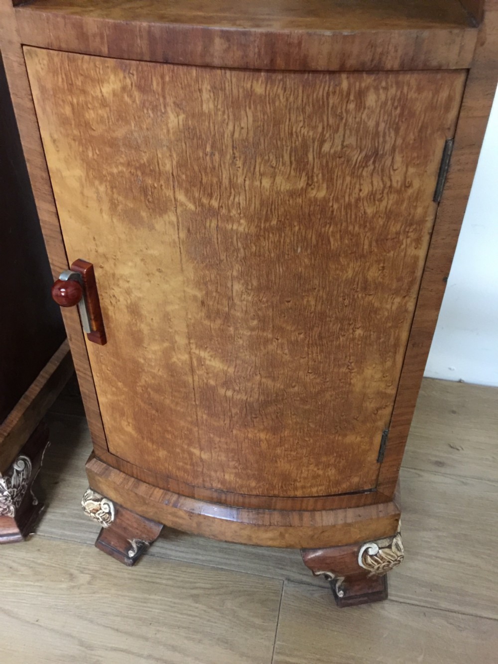 Pair of walnut Art Deco bedside cabinets circa 1920 View VI