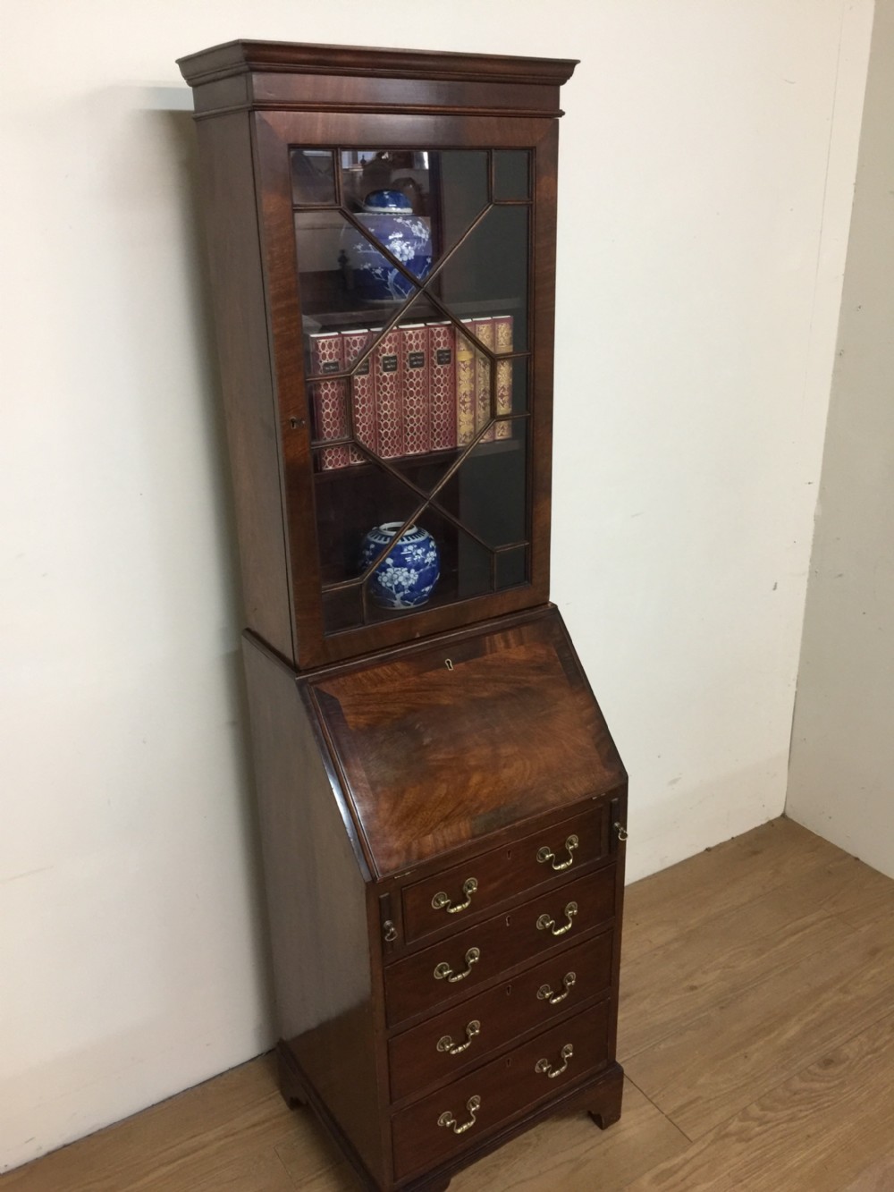 Small Edwardian bureau bookcase only 19 inches wide