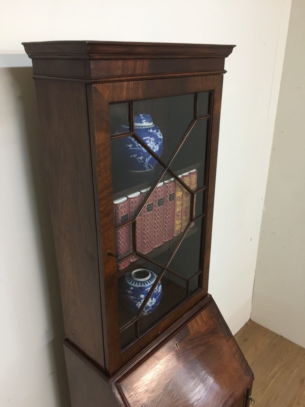 Small Edwardian bureau bookcase only 19 inches wide View II