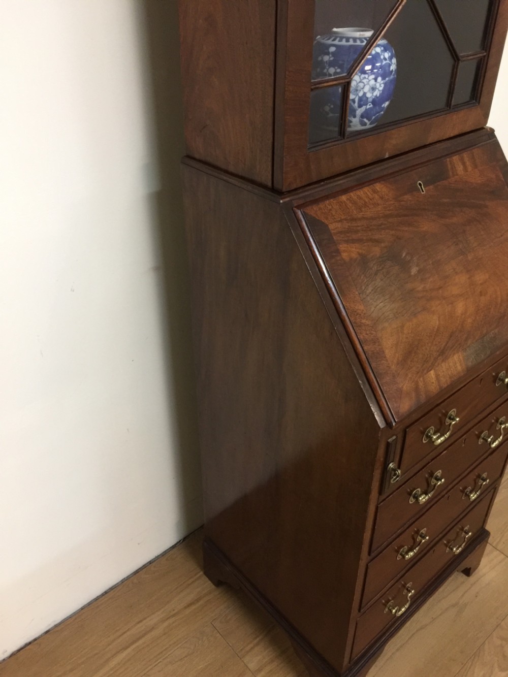 Small Edwardian bureau bookcase only 19 inches wide View III