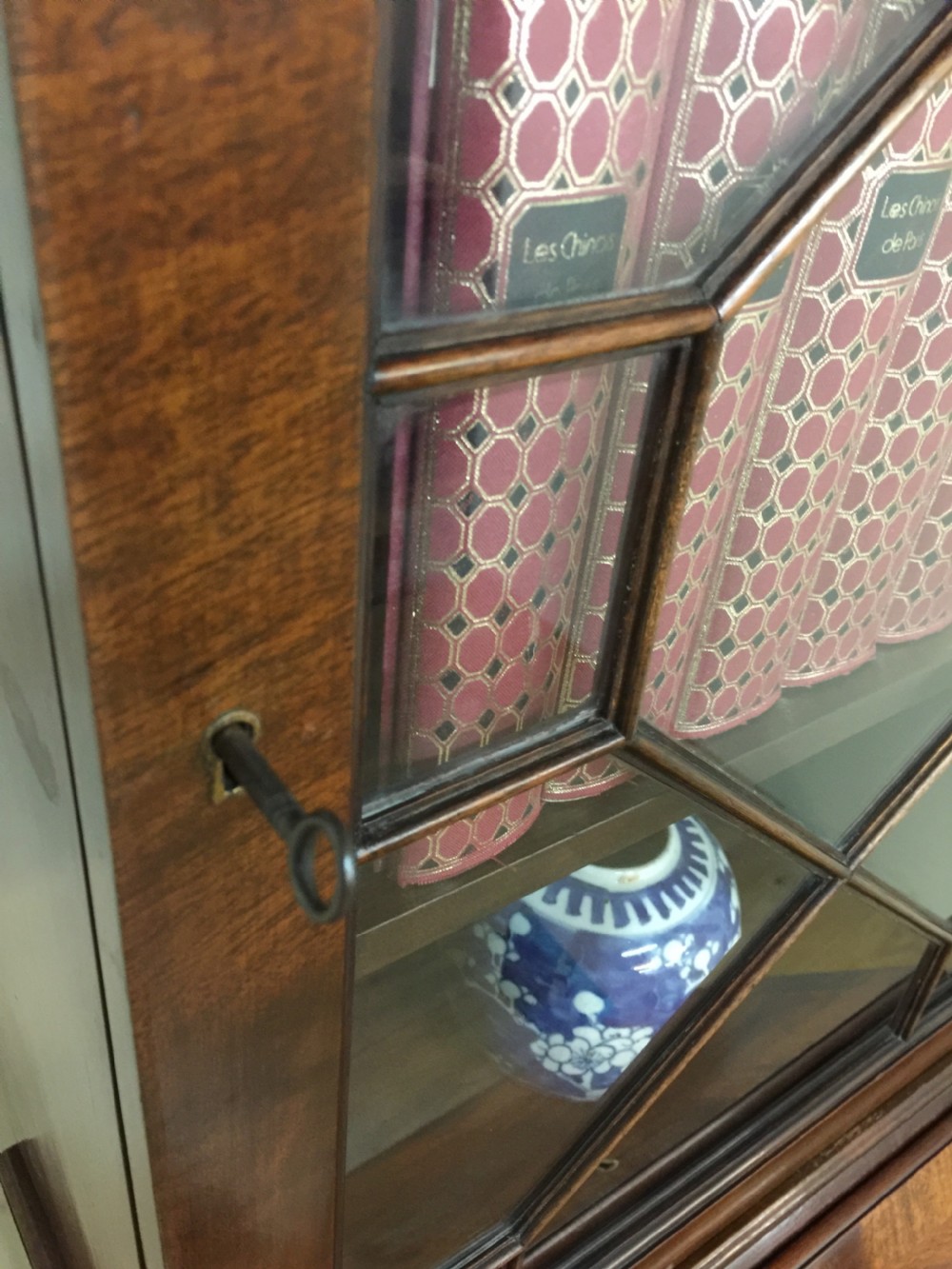 Small Edwardian bureau bookcase only 19 inches wide View IV