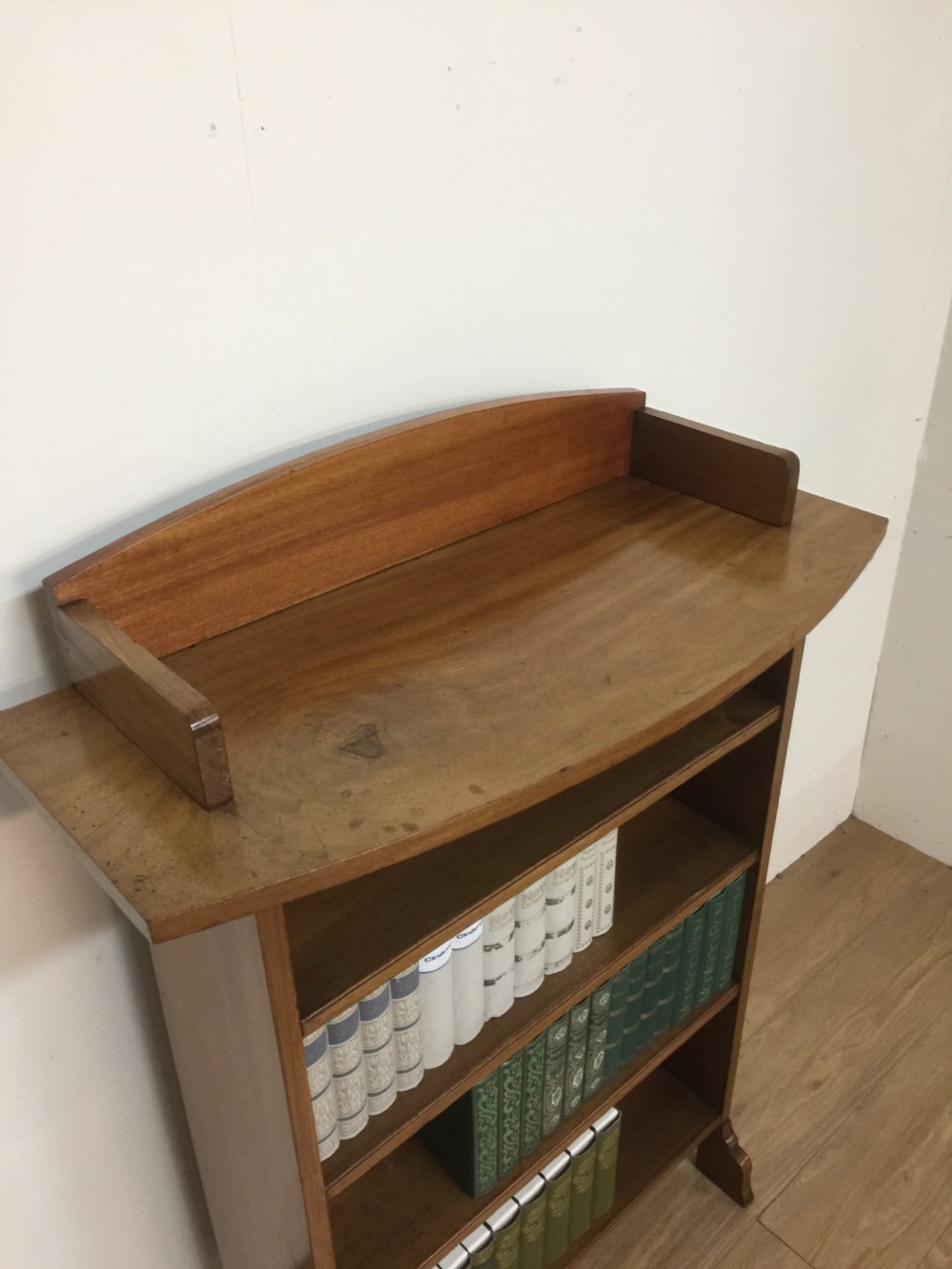 Arts and crafts freestanding open bookshelves in faded walnut View II