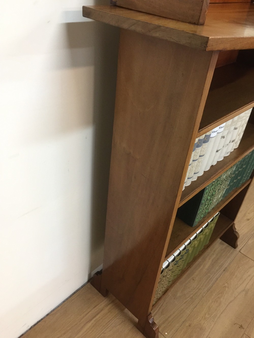 Arts and crafts freestanding open bookshelves in faded walnut View III