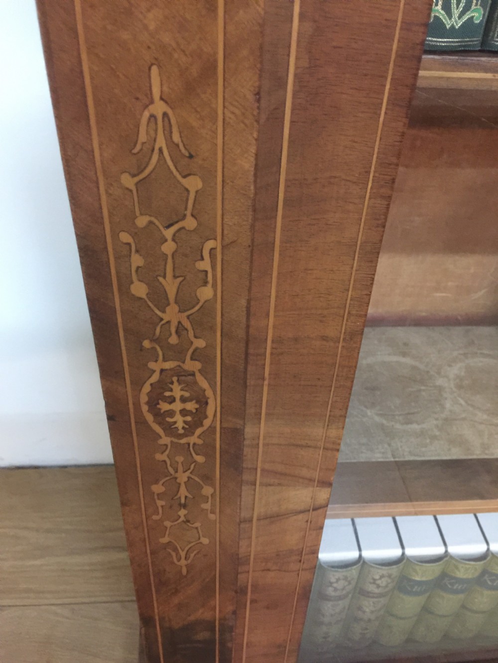 Nineteenth century walnut inlaid ormolu mounted pier cabinet  View X