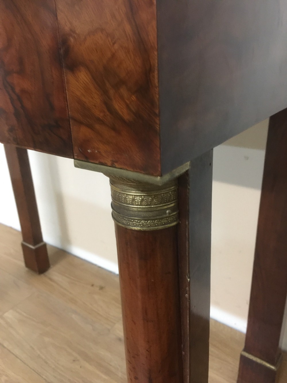 Nineteenth century walnut ormolu mounted Empire side table View V