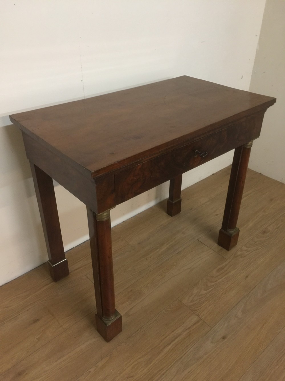 Nineteenth century walnut ormolu mounted Empire side table View X