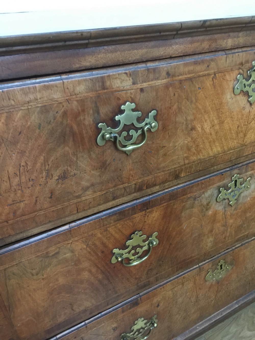 Late eighteenth century walnut crossbanded chest of drawers  View III