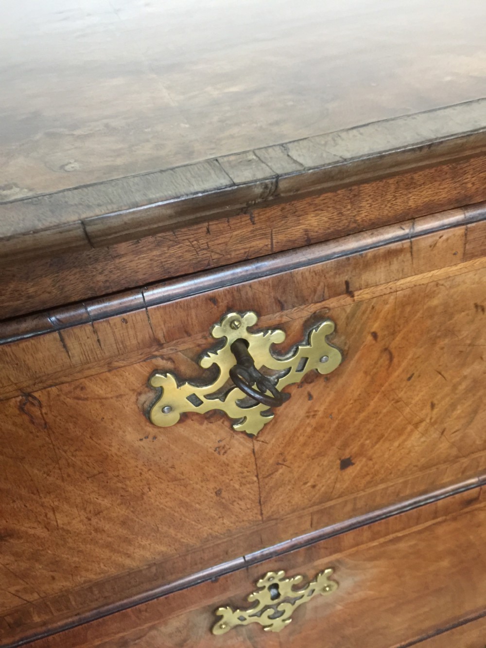 Late eighteenth century walnut crossbanded chest of drawers  View IV