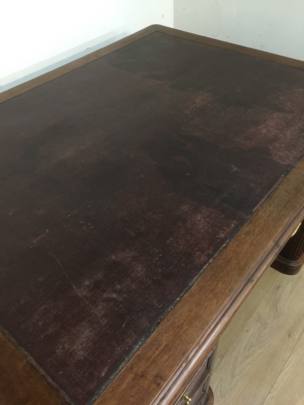 Nineteenth century large walnut partners desk View II