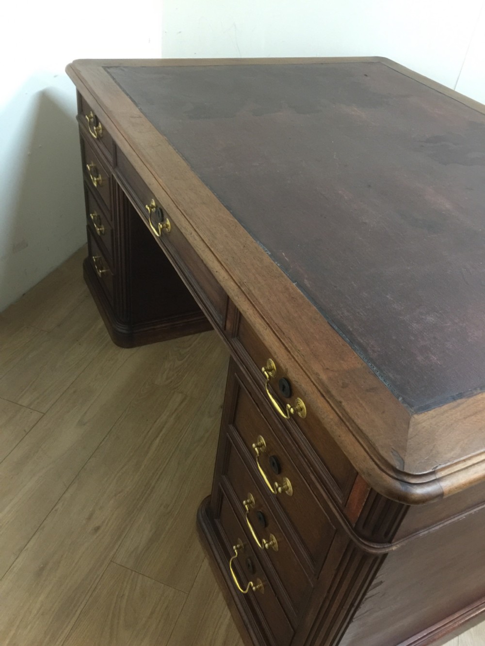 Nineteenth century large walnut partners desk View VIII