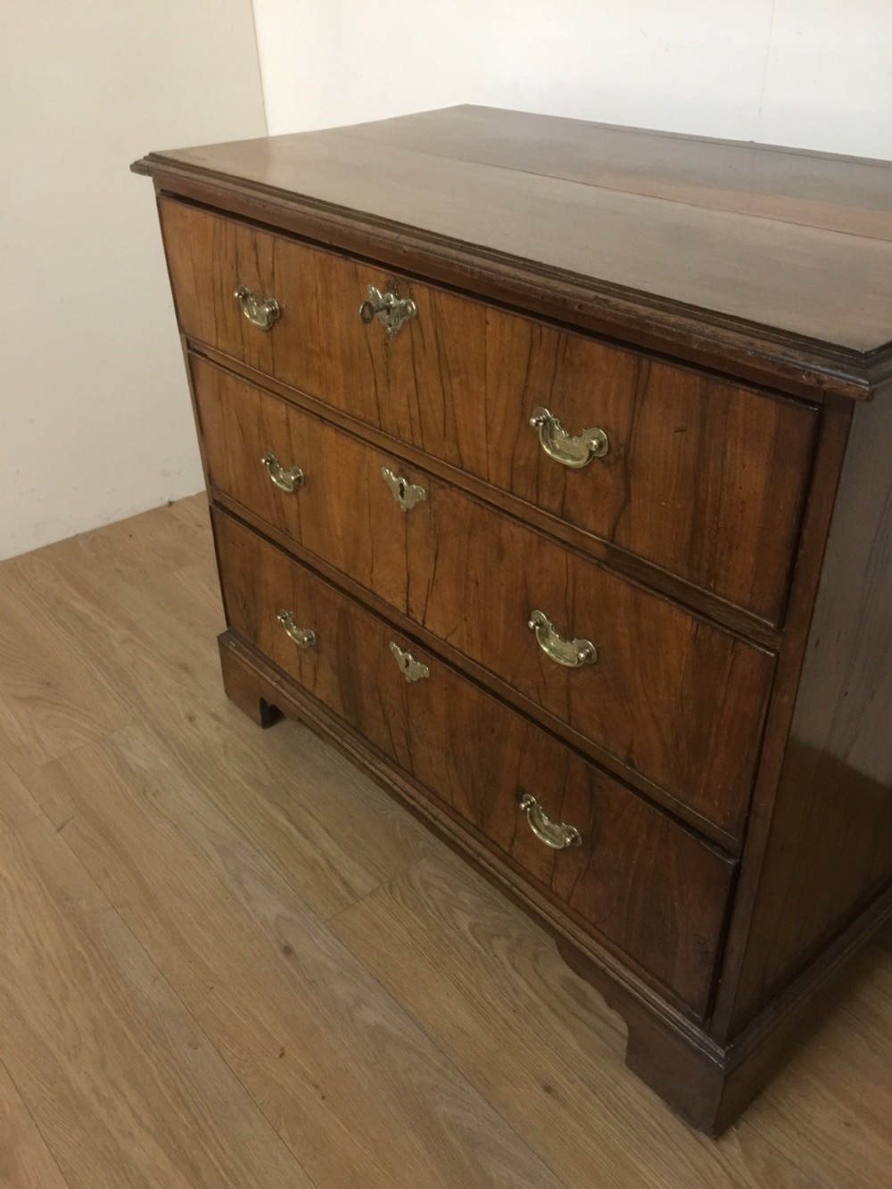 Late eighteenth century walnut three height chest of drawers  View V