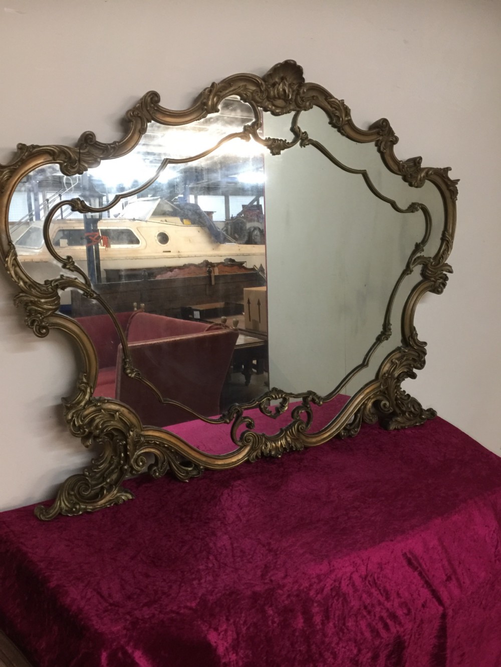 Rococo carved wood overmantel Italianate style 