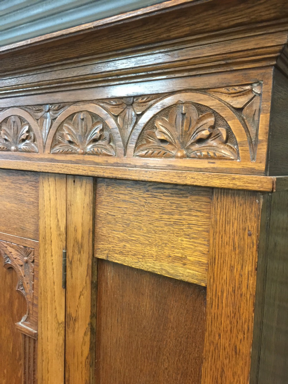 Golden oak Art Deco hall robe  View V