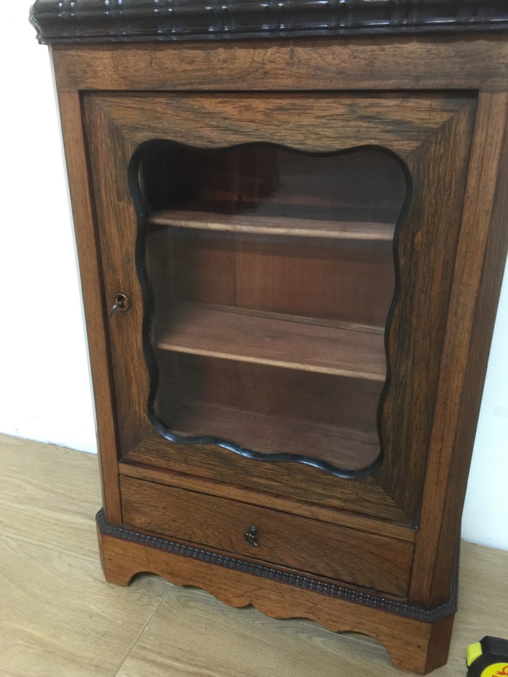 Nineteenth century rosewood salesman’s sample glazed cupboard View II