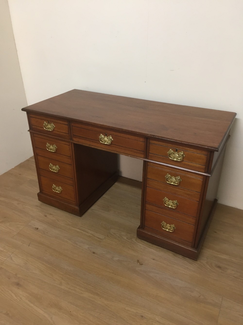 Nineteenth century solid walnut twin pedestal desk  