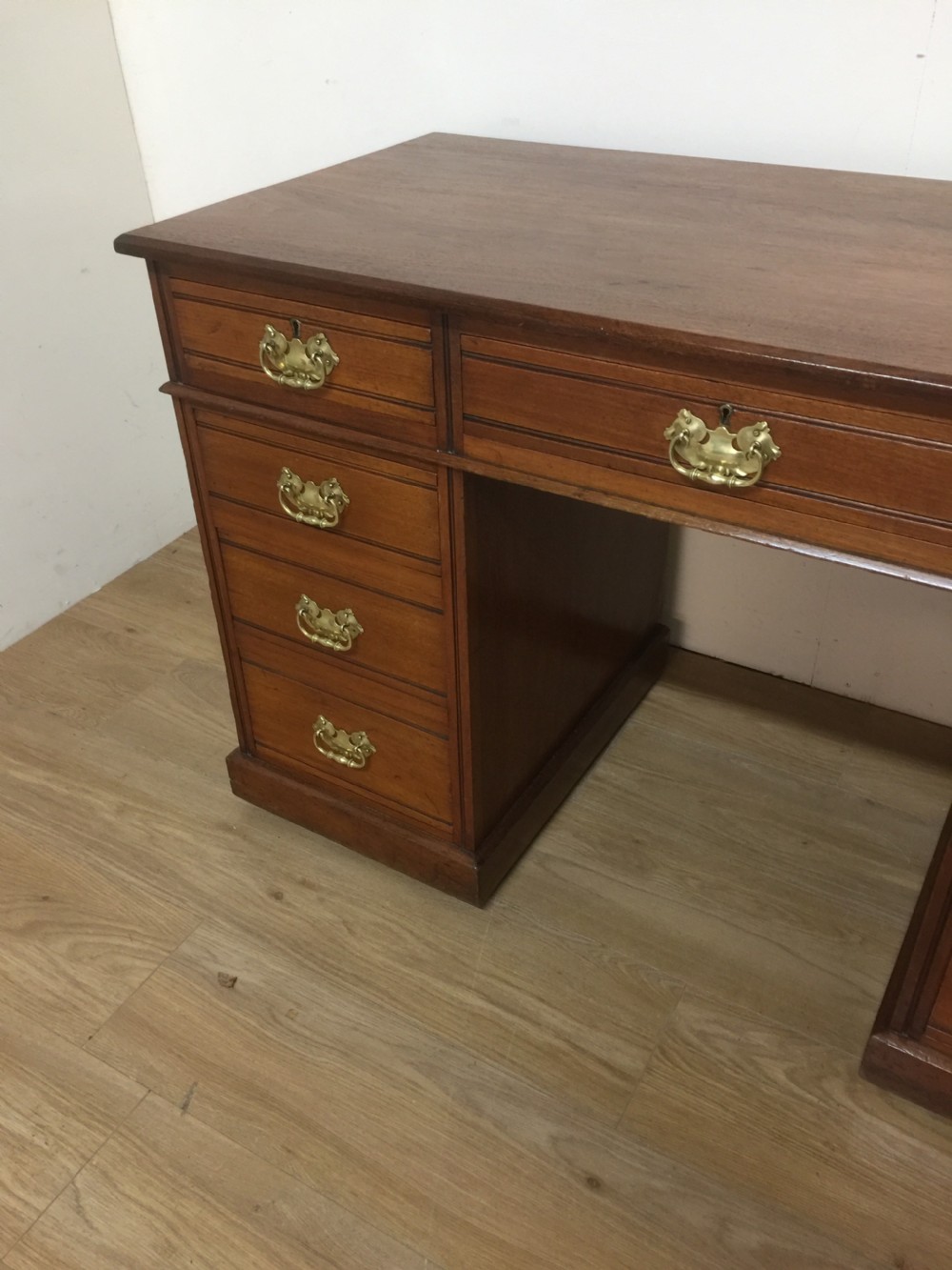 Nineteenth century solid walnut twin pedestal desk   View III