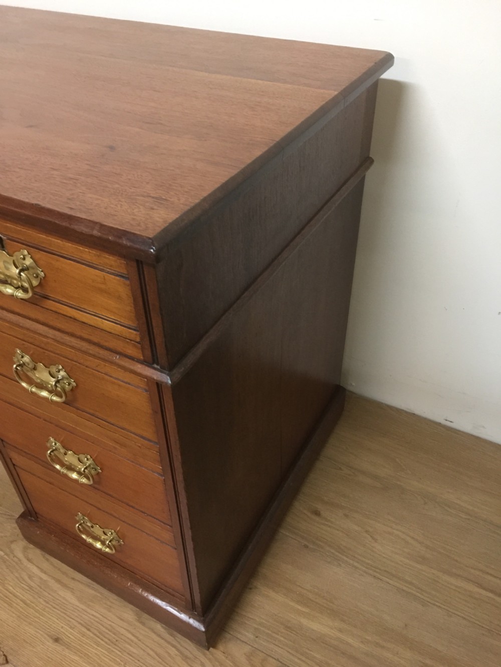 Nineteenth century solid walnut twin pedestal desk   View V