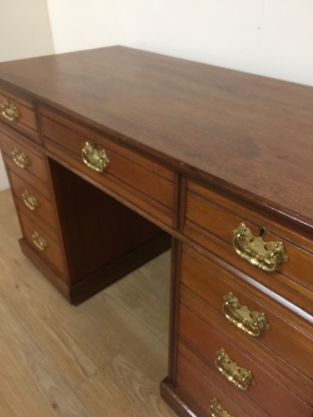Nineteenth century solid walnut twin pedestal desk   View VII