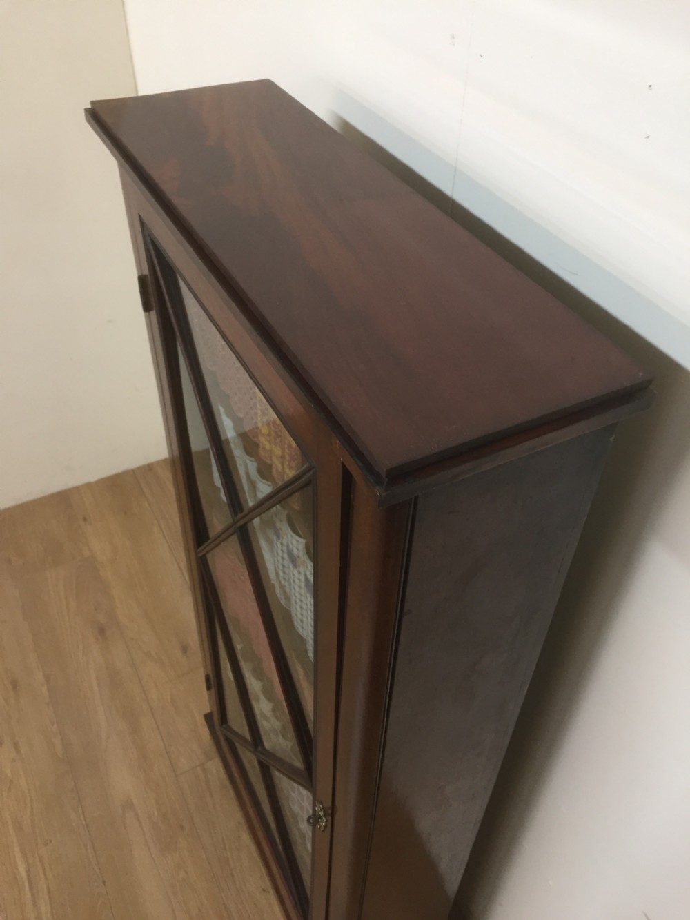 Nineteenth century mahogany freestanding glazed narrow bookcase View II