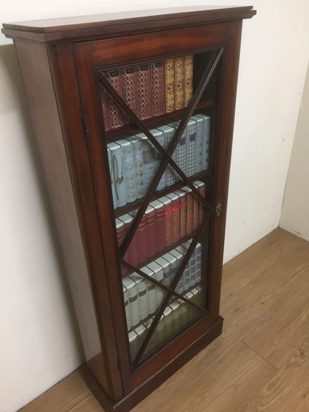 Nineteenth century mahogany freestanding glazed narrow bookcase View III