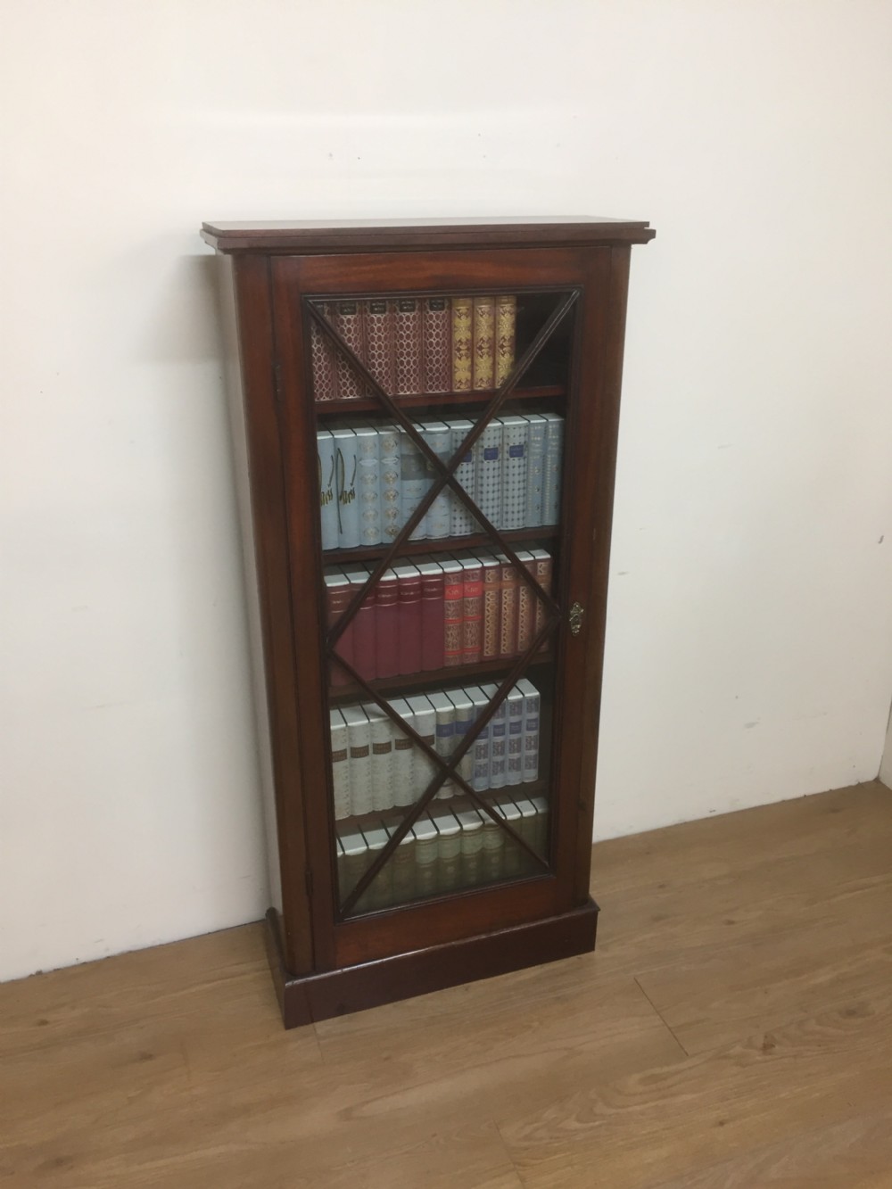 Nineteenth century mahogany freestanding glazed narrow bookcase View IV
