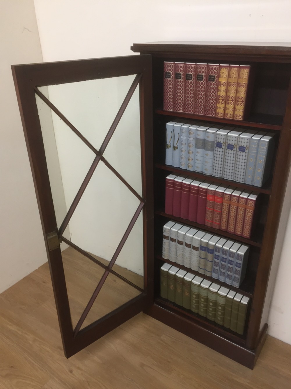 Nineteenth century mahogany freestanding glazed narrow bookcase View VII