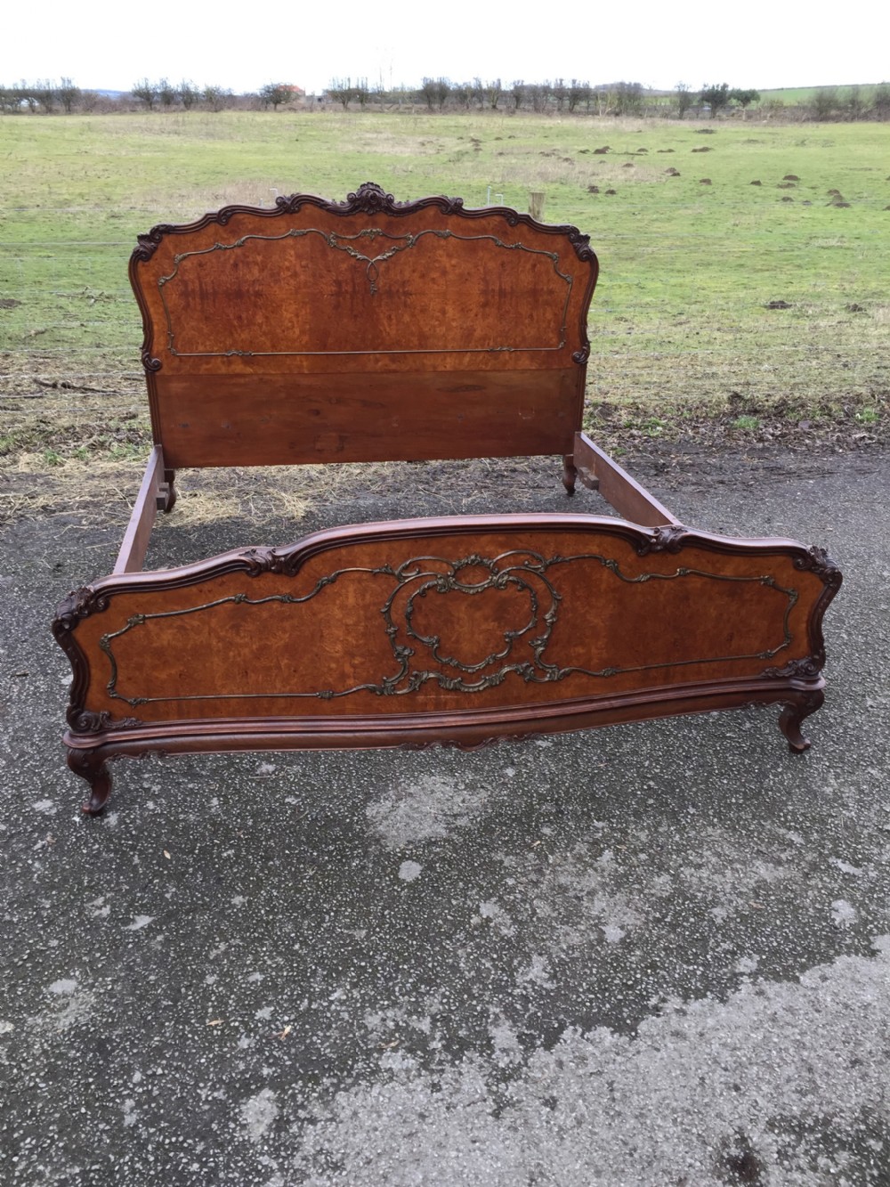 Burr walnut king size bed circa 1920 