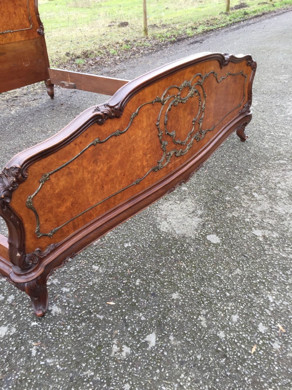Burr walnut king size bed circa 1920  View III