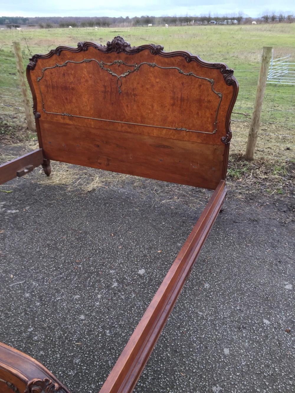 Burr walnut king size bed circa 1920  View X