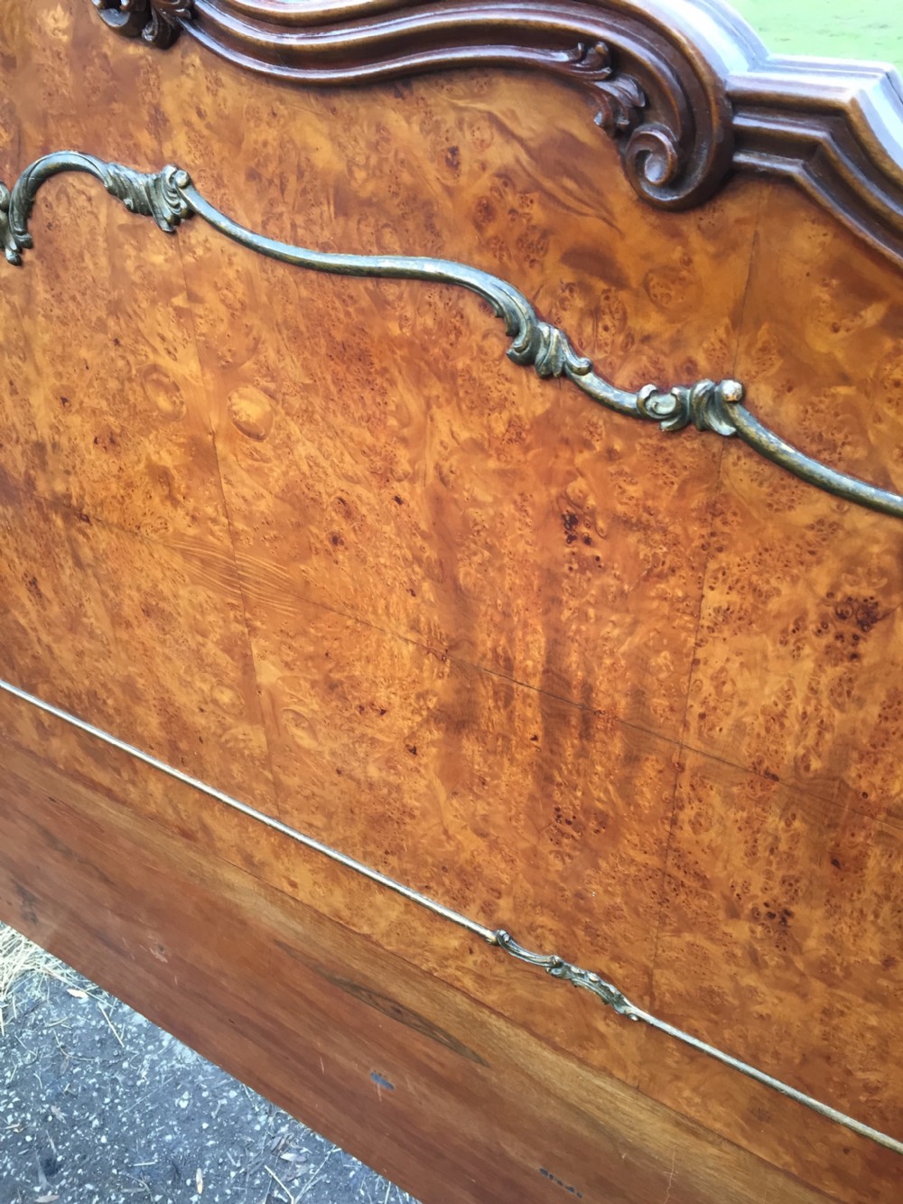 Burr walnut king size bed circa 1920  View XII