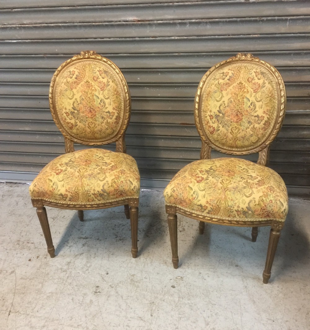 Pair of nineteenth century gilded French chairs 
