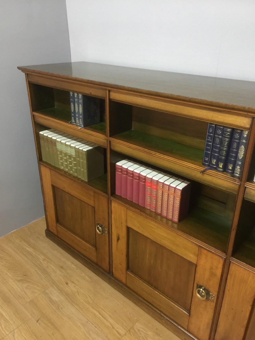 Arts and crafts walnut bookcase over cupboard circa 1890 View II