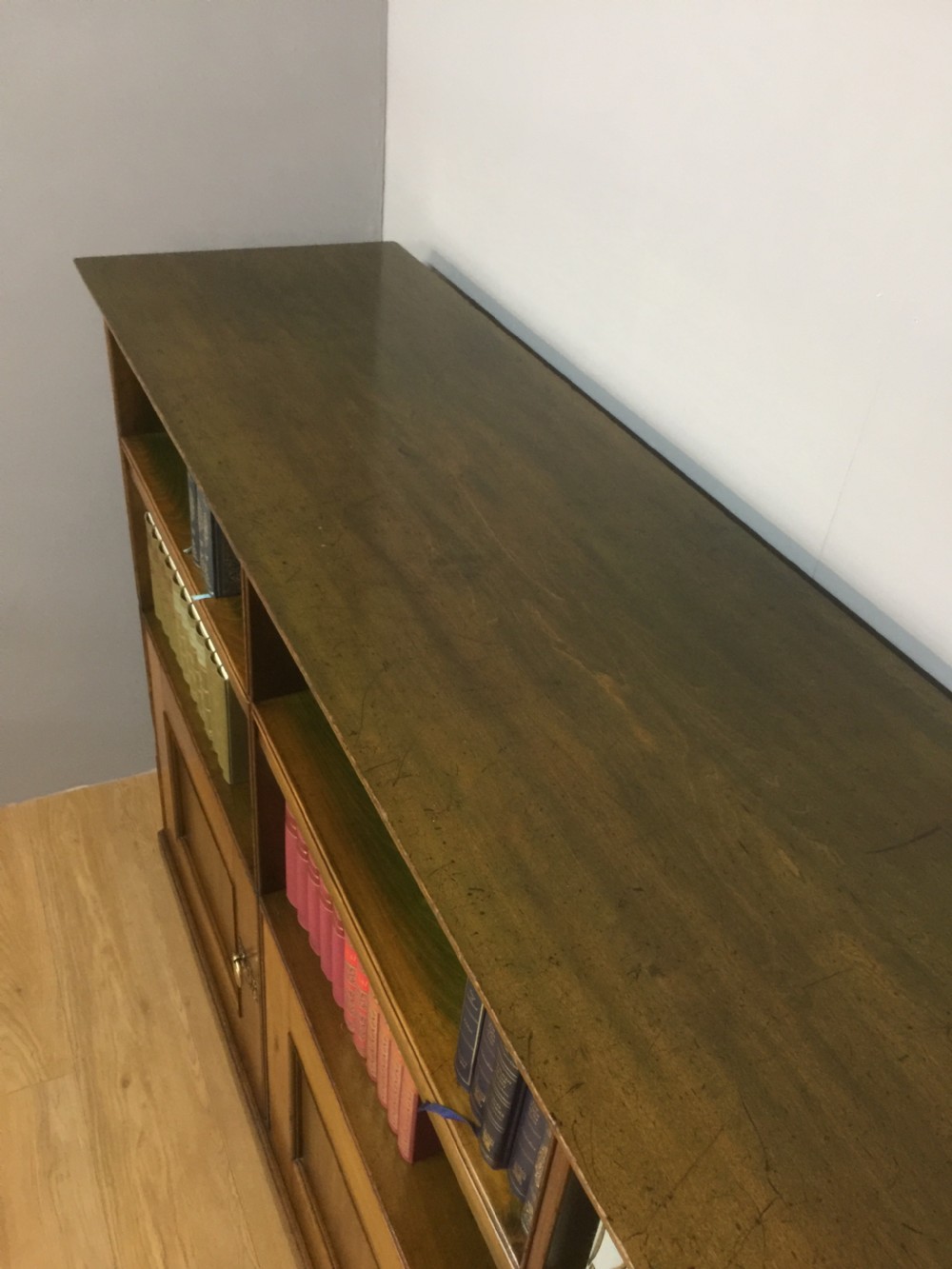 Arts and crafts walnut bookcase over cupboard circa 1890 View IV