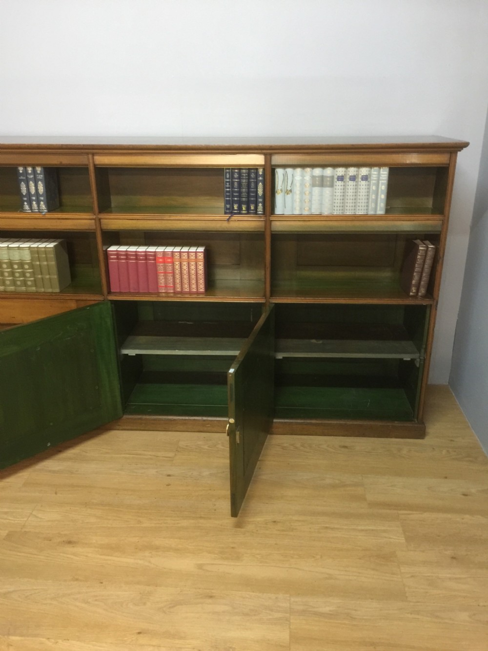 Arts and crafts walnut bookcase over cupboard circa 1890 View VII