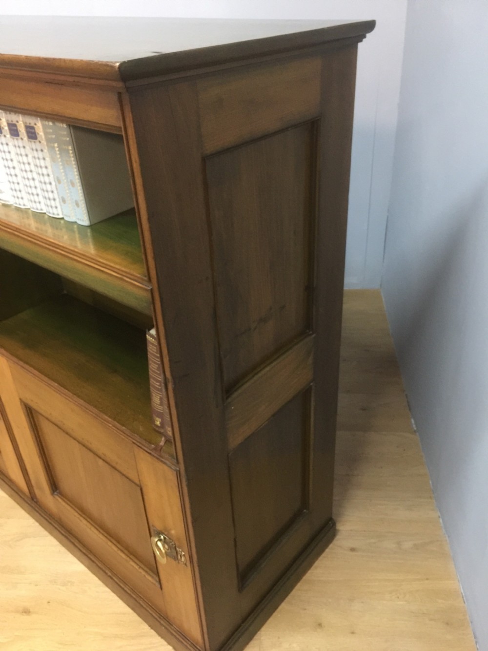 Arts and crafts walnut bookcase over cupboard circa 1890 View VIII