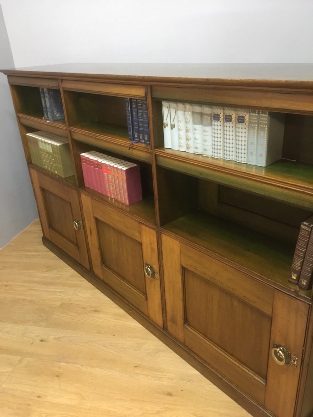 Arts and crafts walnut bookcase over cupboard circa 1890 View IX