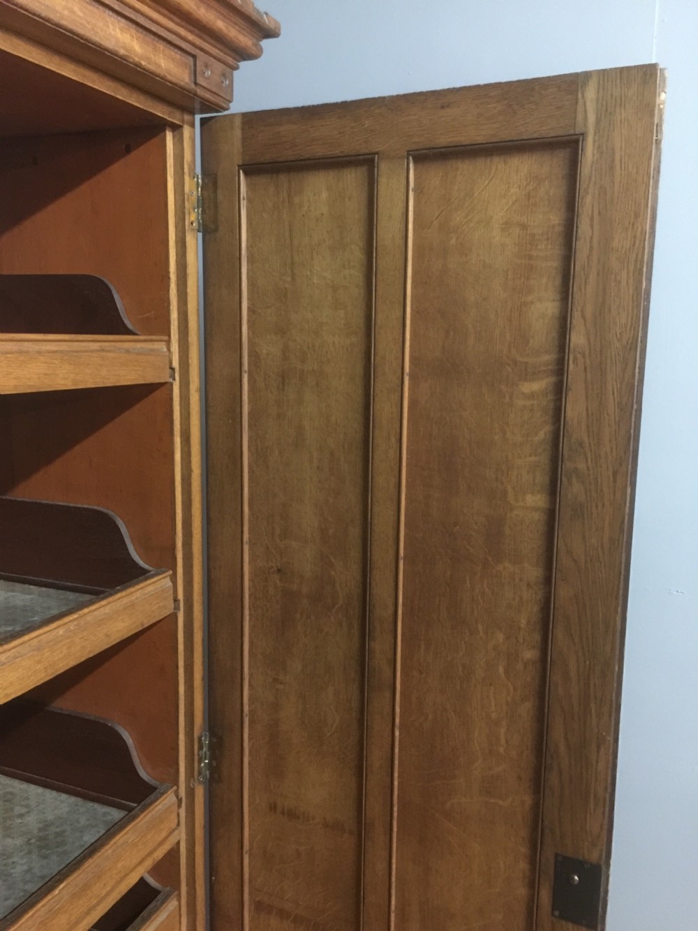 Nineteenth century golden oak triple wardrobe circa 1880 View X