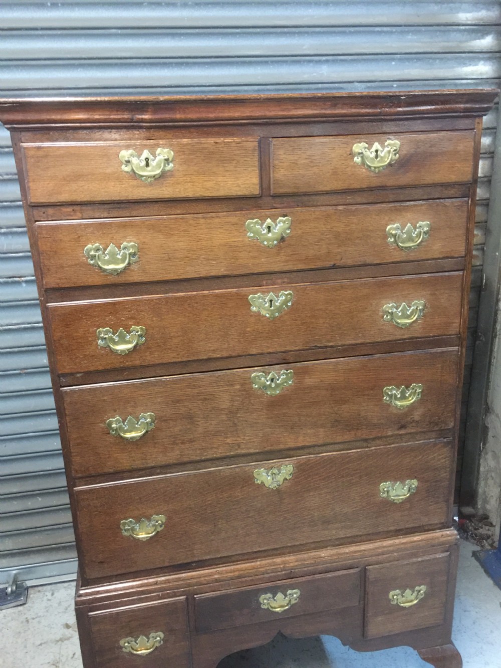 Eighteenth century golden oak chest on stand View III