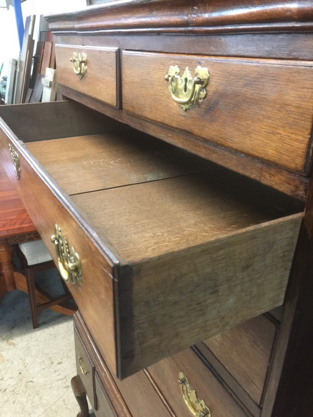 Eighteenth century golden oak chest on stand View VII