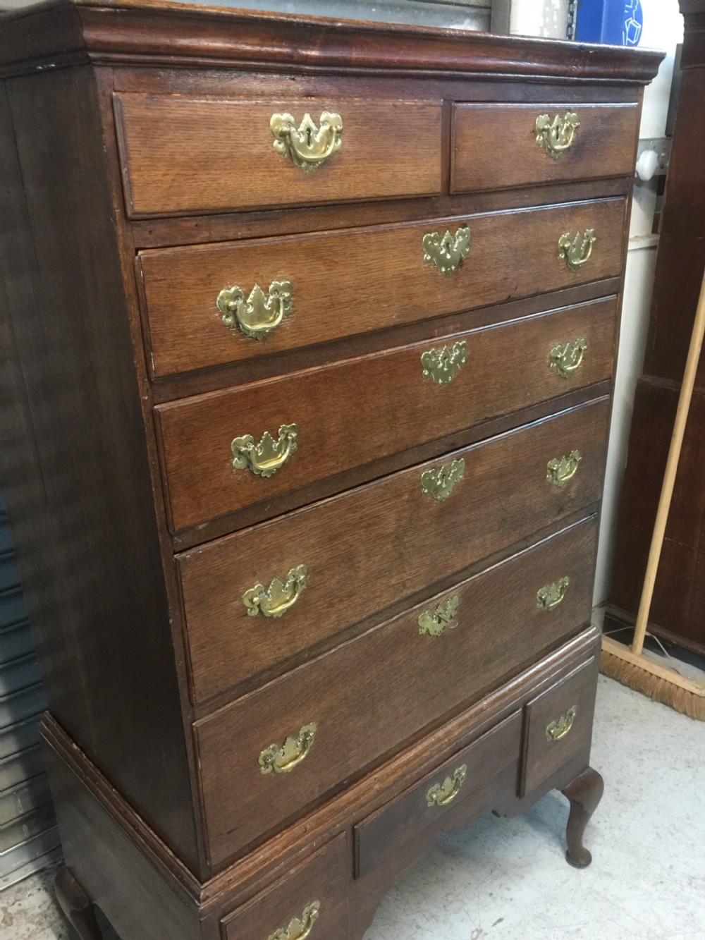 Eighteenth century golden oak chest on stand View VIII