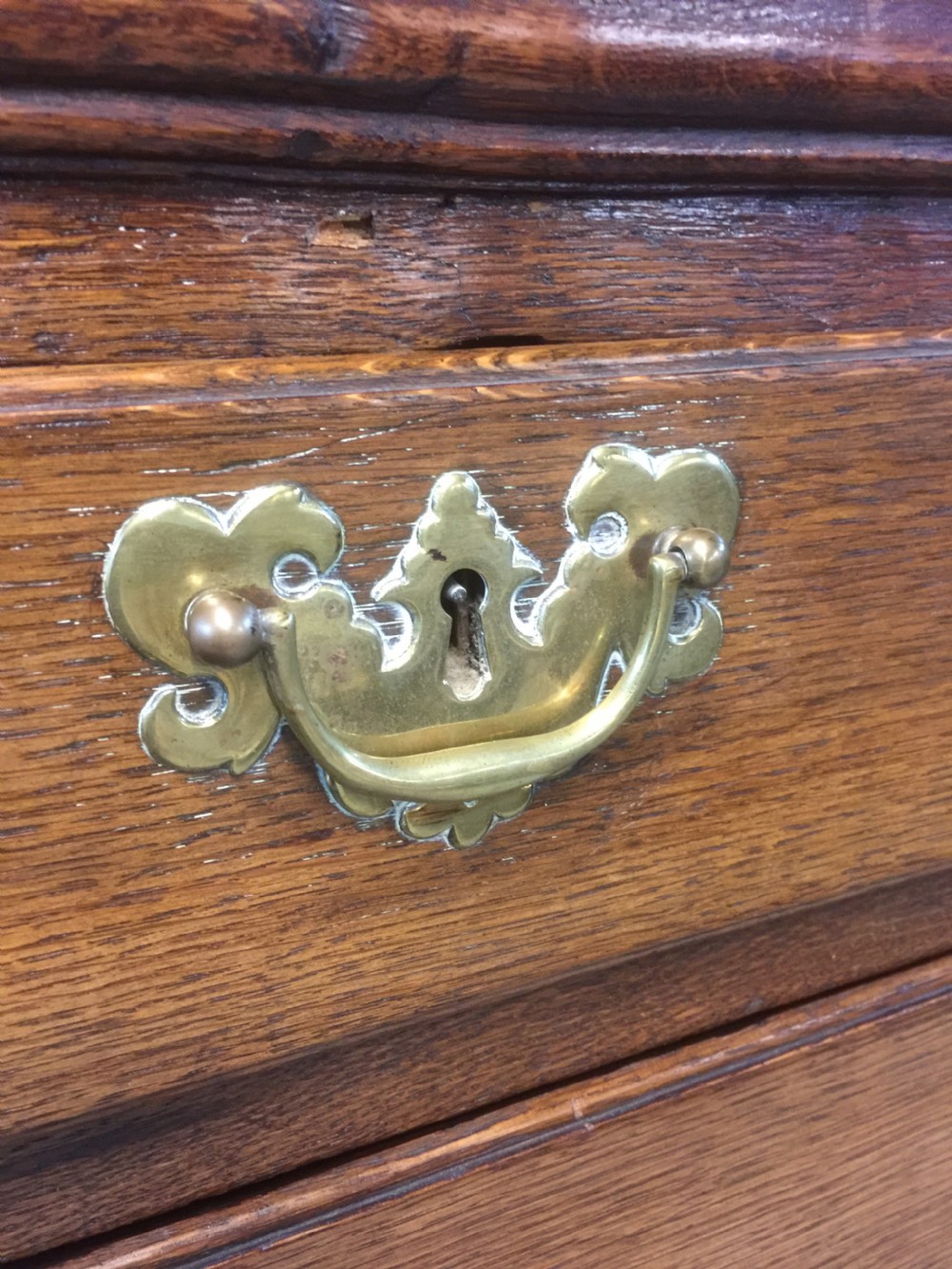 Eighteenth century golden oak chest on stand View X
