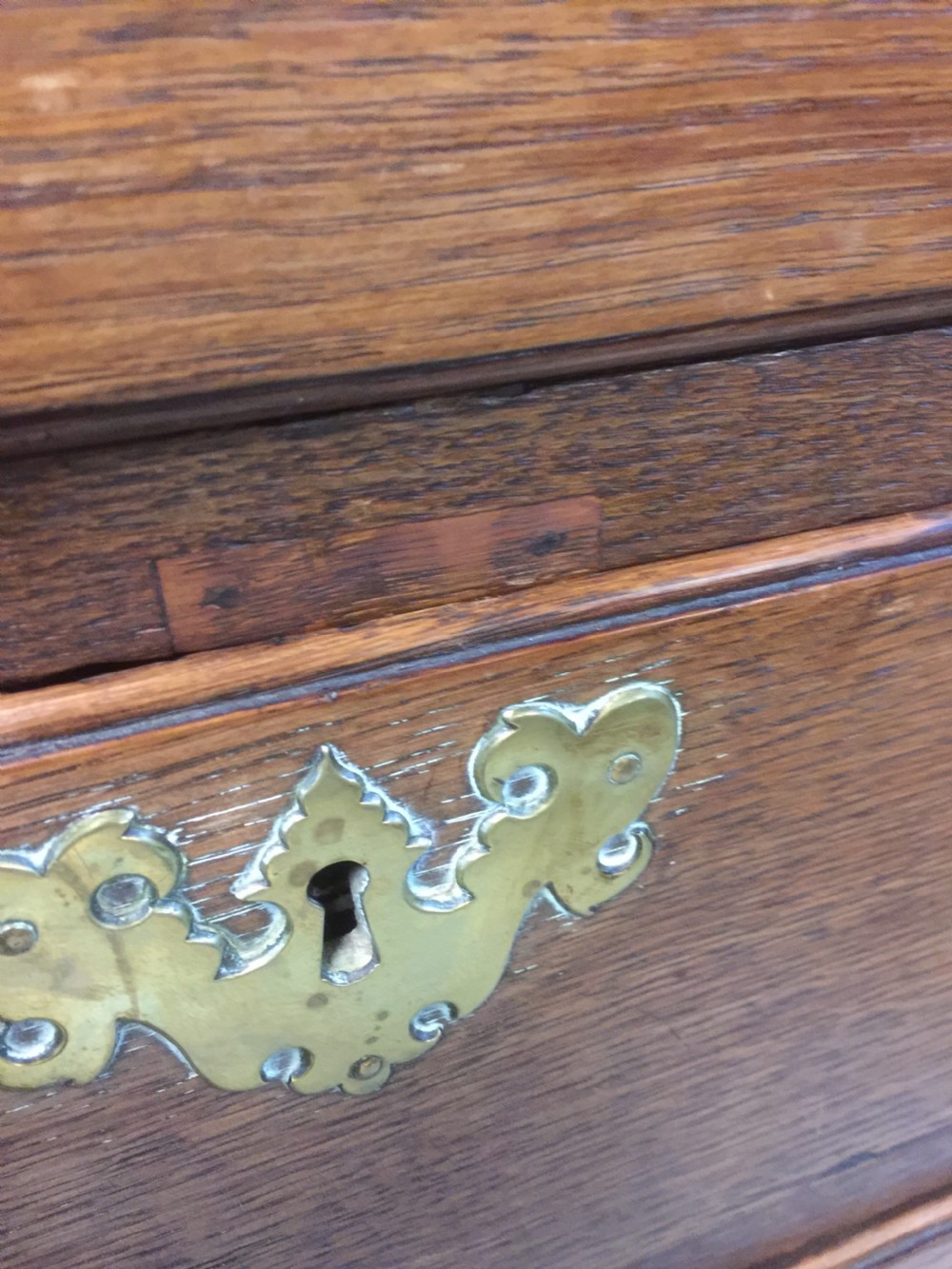 Eighteenth century golden oak chest on stand View XI