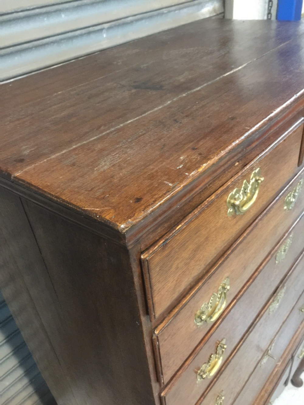Eighteenth century golden oak chest on stand View XIII